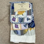 Sultans 3 Piece Cotton Kitchen Towel Pot Holder Oven Mitt Fruits & Florals. Fixed Price $6.50.