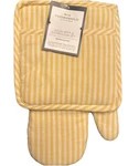 Nwt 2PC Yellow Cotton Striped Oven Mitt & Pot Holder Set Threshold Very Nice. Fixed Price $9.50.