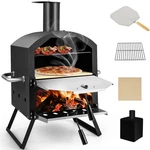 Giantex Outdoor Pizza Oven Wood Fired, 2-LAYER Maker 12 Inch, Black. Fixed Price $167.99.