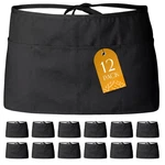 White Classic 12 Pack - Black Server Waist Aprons With 3 Pockets, Waitress Ha.... Fixed Price $51.99.
