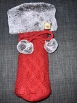 Christmas Ugg Wine Bottle Holder Stocking Red Cable Knit Faux Fur Cuff 11.5 Euc. Fixed Price $19.99.