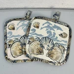 Seashells Dolphins Oven Pot Holder 2 Pc Set Kitchen Decor Nautical Beach Coastal. Fixed Price $16.99.