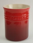 New Le Creuset Cerise Cherry Red 6" Round Utensil Holder Spatula Crock Nwt. Fixed Price $45.00.