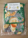 Vintage Style Kitchen Inspiration Citrus Set Of 3 Apron, Pot Holder, Oven Mitt. Fixed Price $12.90.