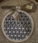 Mud Pie Blue & White Abstract Cotton Potholder And Wooden Spoon Set. Fixed Price $16.00.
