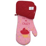 You Bake Me Crazy Oven Mitt Pot Holder 3 Set Pink Red Cupcake Nwt Silver One. Fixed Price $9.99.