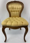 Antique Tufted Wood Chair Dark Beige Parlor Provincial Country Victorian. Fixed Price $144.95.