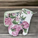 Williams Sonoma Canton Rose Oven Mitt & Potholder Set Multicolor Nwot. Fixed Price $38.95.