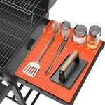 Heat Resistant Grill Tool Mat Silicone Bbq Utensil Holder Outdoor Cooking Orange. Fixed Price $16.99.