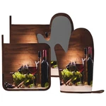 Wine Oven Mitts Pot Holders Set Silicone Vintage Glasses Grape Kitchen G.... Fixed Price $27.53.