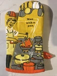 Blueq Funny Man With Pan Oven Mitt - Hangable Thermal Pot Holder Barbecue. Fixed Price $14.95.