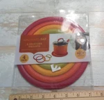 New Rachael Ray 4 Pack Silicone Trivets Non Slip Heat Resist Round Summer Colors. Fixed Price $9.99.