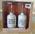 Oil & Vinegar Holder Set Food For Thought Words Kitchen Home 41257. Fixed Price $17.99.