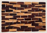 Vintage Mid-century Modern Wooden Slat Trivet Multicolor Folding Hot Plate. Fixed Price $9.29.