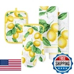 Martha Stewart Lots Of Lemons Modern Kitchen Towel, Oven Mitt & Potholder Set, 4. Fixed Price $29.87.