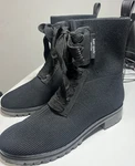 Kate Spade New York Women's Black Knit Lace-up Ankle Bootie Round Toe Logo 6.5. Fixed Price $55.00.