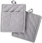 Dii 100% Cotton Solid Chambray Kitchen Set, Potholders, Gray. Fixed Price $14.76.