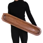 Athaliah Wooden Dough Bowl, Hand Carved Rustic Long Bowls For Deco.... Fixed Price $69.47.