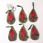 Kirklands Christmas Cardinal Fabric Flatware Utensil Holder Table Decor SET/6. Fixed Price $14.99.