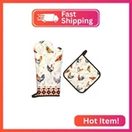 Arquiel Roosters Oven Mitts And Pot Holders Sets 2PCS, 100% Cotton Heat Resistan. Fixed Price $14.20.