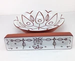 Creative Co-op Terracotta Glazed Large Serving Bowl 12" Diameter & Cracker Tray. Fixed Price $29.04.