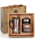 Home Cafe Wooden Manual Coffee With French Press Pot Grinder Antique Style Set. Fixed Price $39.95.