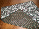 Longaberger Table Overlay Reversible Traditional Holly & Imperial Stripe 36". Fixed Price $49.00.