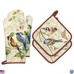 Vintage Bird Oven Mitts & Pot Holder Set - 4 Pieces, 100% Cotton, Heat Resistant. Fixed Price $38.81.