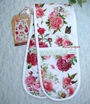 Michel Design Works Quilted Double Oven Glove Mitt Pot Holder - Blush Peony. Fixed Price $24.95.