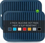 Silicone Mats For Kitchen Counter, 9X12'' Trivets Hot Pots And Pans, Navy Bl. Fixed Price $32.99.