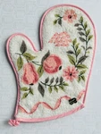 New Vtg Mid Century 60'S Bucilla Pink&white Floral Terry Cloth Kitchen Oven Mitt. Fixed Price $12.79.