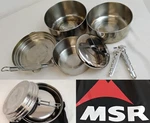 Msr Camping Cookware Pots W/ Lids & Handle Carry Bag (5 Piece Set) #Z5580. Fixed Price $45.00.