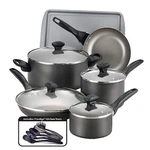 Farberware Dishwasher Safe Nonstick Cookware Pots And Pans Set, 15 Piece, Pewter. Fixed Price $244.99.