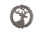Handcrafted Nautical Cor Cast Iron Deer Wreath Kitchen Trivet 8". Fixed Price $23.94.