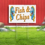 Fish And Chips Yard Sign - Printed Outdoor Food Take Away. Fixed Price $29.99.