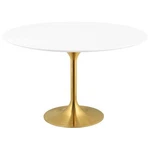 Hawthorne Collections 54"" Round Pedestal Dining Table Gold And White. Fixed Price $1124.99.