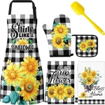 Hoolerry 6 Pcs Sunflower Kitchen Apron Dish Towels Oven Mitts And Pot Holders.... Fixed Price $29.08.