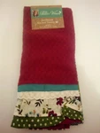 Pack The Pioneer Women Dish Towels Burgundy Green Ruffle Farmhouse 16" X 28". Fixed Price $13.50.