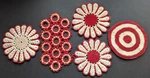 Vintage Hand-crocheted Hot Pads & Potholders Valentine Red White. Fixed Price $28.50.