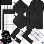12PCS Oven Mitts Kitchen Towels Dishcloths Pot Holders Set Heat Resistant Black. Fixed Price $54.23.