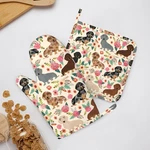 Dachshund Sausage Dogs Pink Flowers Print Oven Mitts And Pot Holders Set Heat.... Fixed Price $47.91.