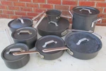 15 Piece Commercial Calphalon Anodized Aluminum Cookware Set 8 Pans - 7 Lids Nsf. Fixed Price $275.00.