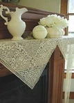Heritage Lace Mantle Scarf With Fringe Ivory Chantilly Piano Sofa Buffet. Fixed Price $49.00.