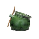 Creative Co-op Stoneware Salt Dish With Acacia Wood Spoon. Fixed Price $16.99.