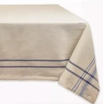 Design Imports Chambray Blue French Stripe 60"X 84" 100% Cotton Tablecloth New. Fixed Price $29.40.
