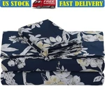 Luxury 4 Piece Cotton Sateen Bed Sheet Set Floral Design Deep Pocket Queen New. Fixed Price $88.63.