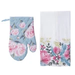 Of 2 Transpac Cotton Peonies Oven Mitt & Tea Towel Set, 10"H. Fixed Price $15.99.