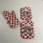 Vintage 90S Set Looney Tunes Taz Chef Oven Glove Rare Collect Red & White Check. Fixed Price $28.95.