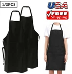 Unisex Waterproof Chef Apron Black Catering Cooking Kitchen Butcher 2 Pocket Usa. Fixed Price $8.89.