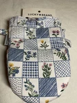 Lucky Brand Mini Oven Mitts (2) Blue Pink Flowers Cotton Lining Siliconegrip Nwt. Fixed Price $13.99.